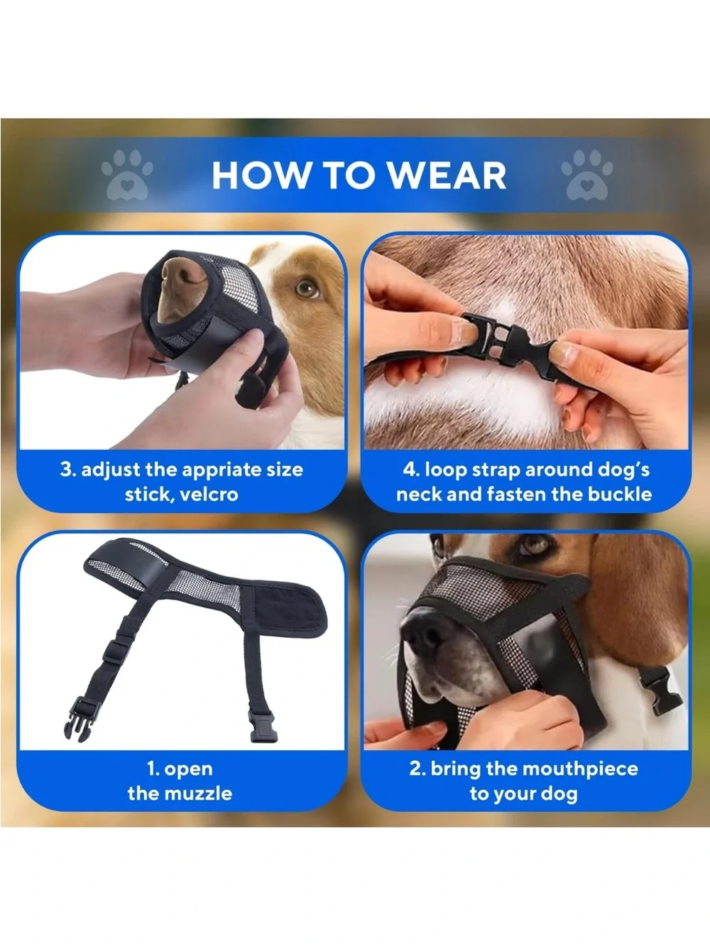 Mesh No-Bite Dog Muzzle for XSmall Pets - New Black Evollax with Directions